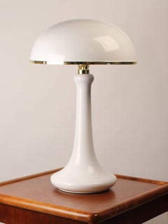 John Dickinson White Lacquered Table Lamp with Dome Shade