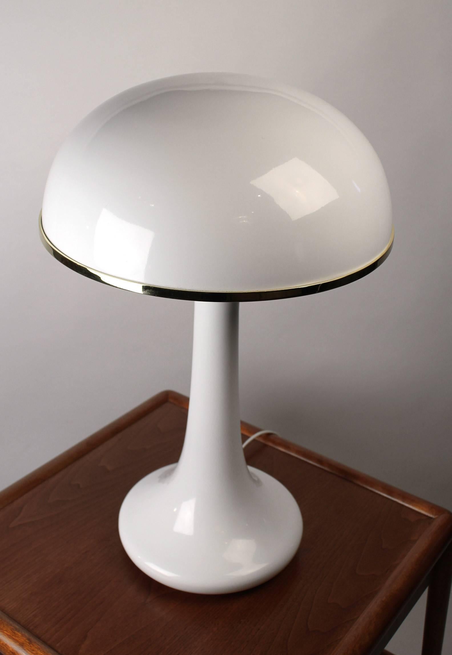 Mid-Century Modern John Dickinson White Lacquered Table Lamp with Dome Shade