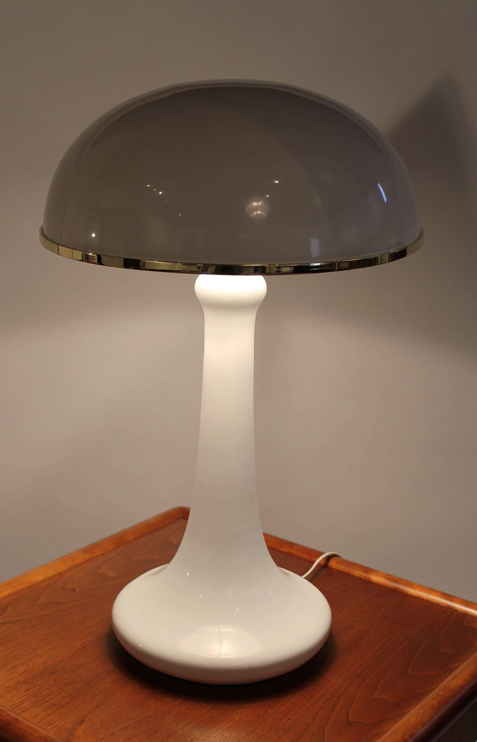 American John Dickinson White Lacquered Table Lamp with Dome Shade