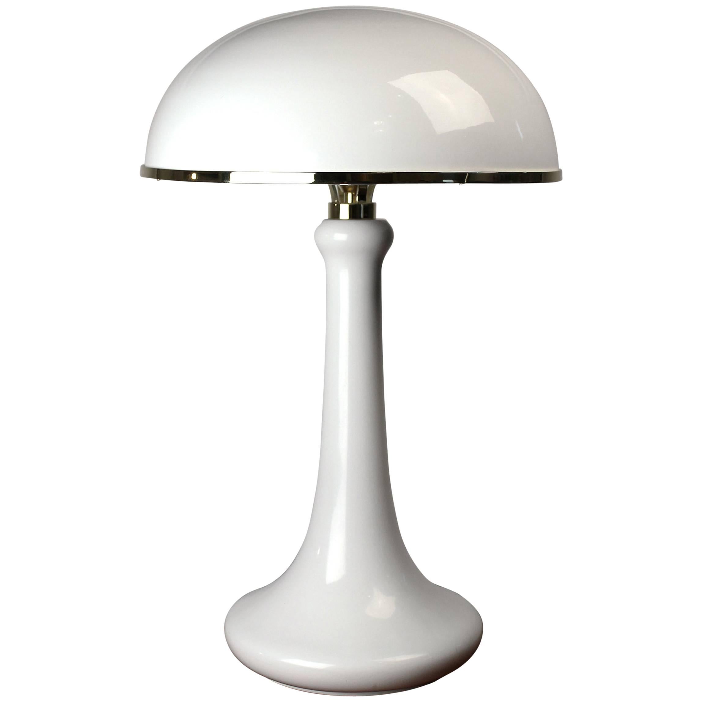 John Dickinson White Lacquered Table Lamp with Dome Shade