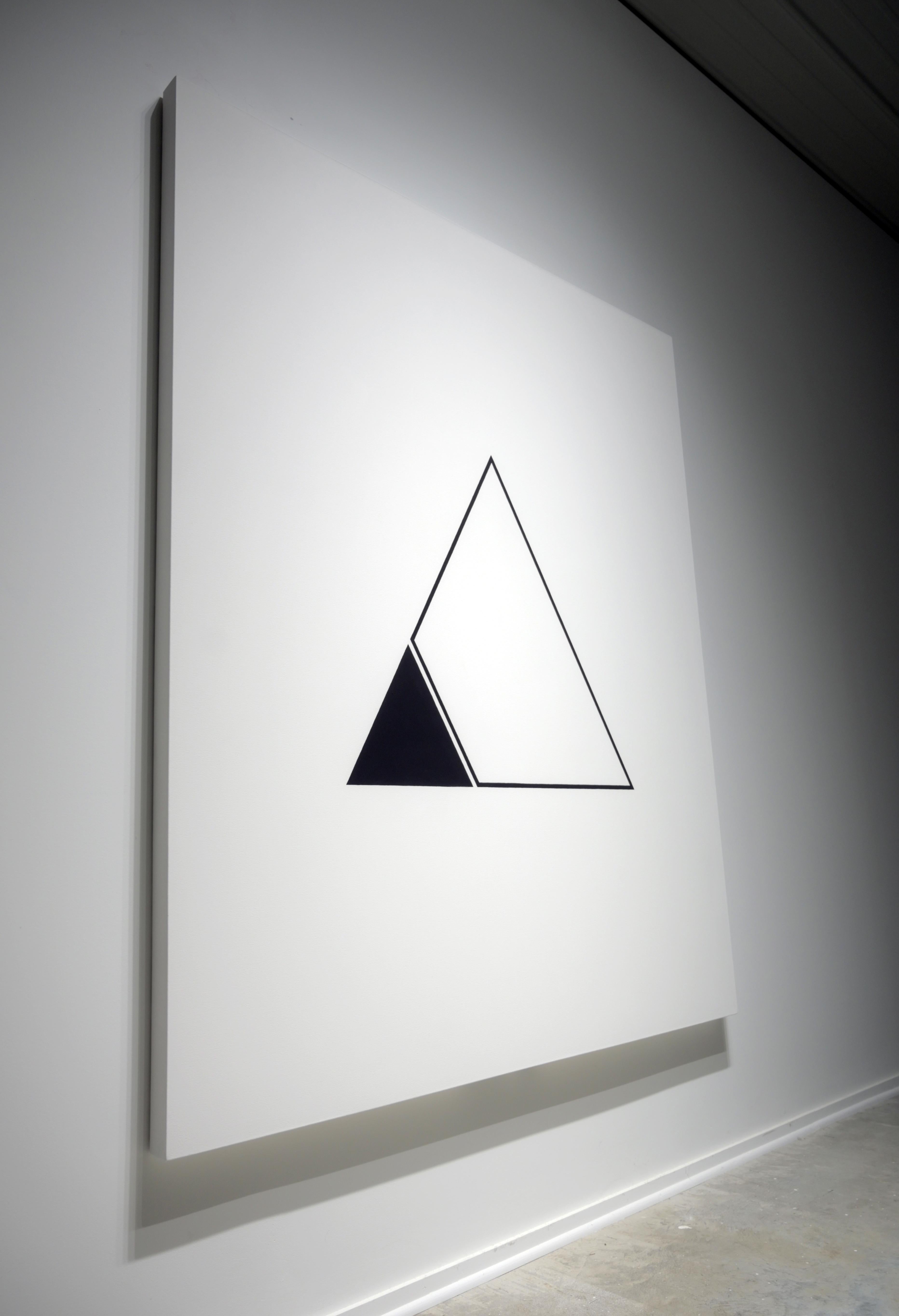 <p>Artist Comments<br>In this large composition, artist John Diehl crafts a monolithic piece using the Pythagorean theorem and advanced light-absorbing paint. While its elegance is apparent from a distance, a closer inspection reveals subtle pencil