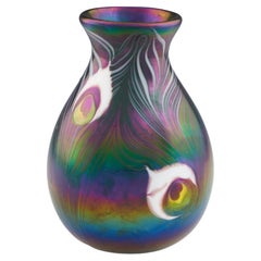John Ditchfield Peacock Eye Iridescent Vase, 1980