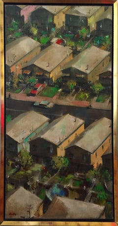 Large Modernist Oill Painting Urban Pattern