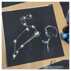 Hand-Painted Leo Constellation Print, Signed, 50x50 cm