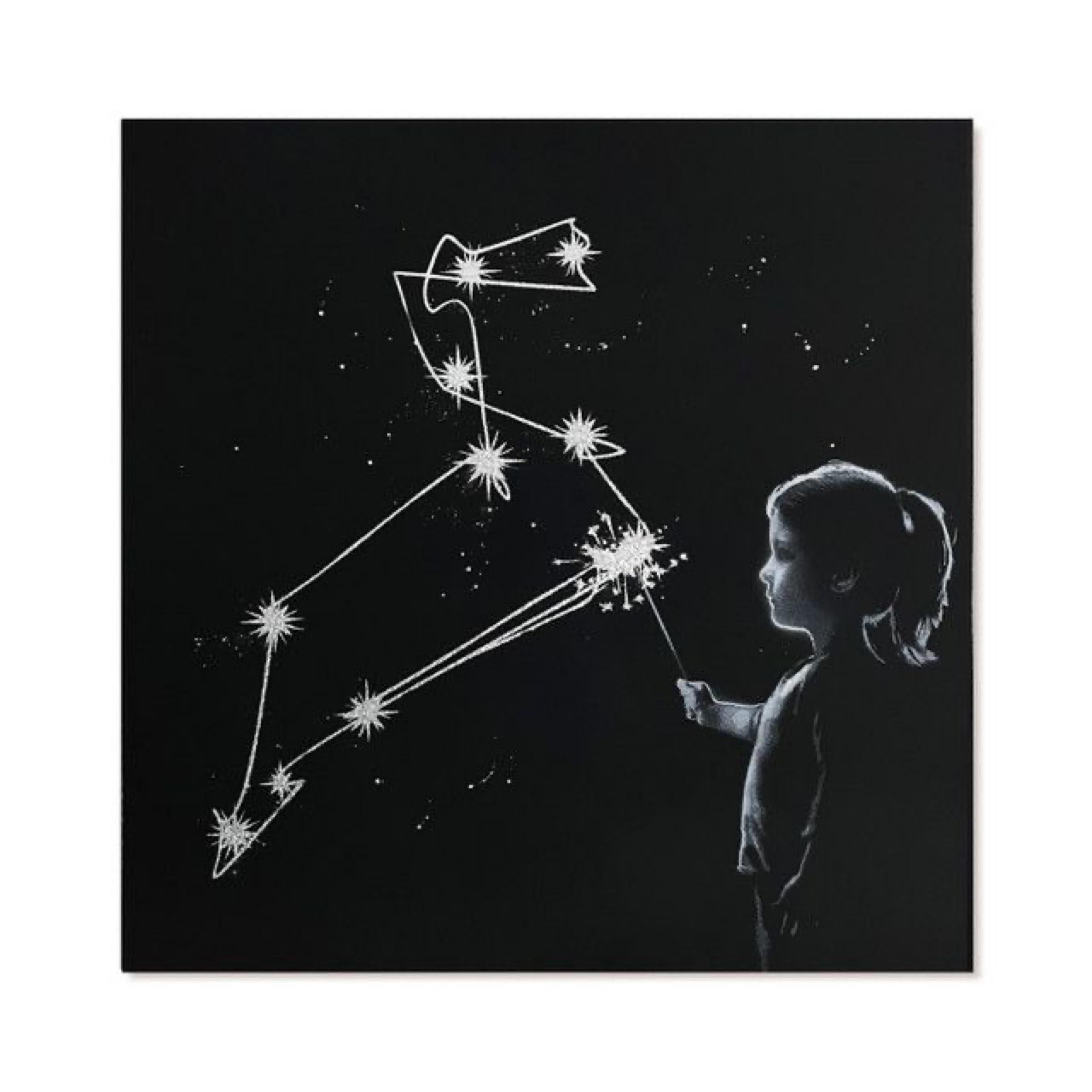  Hand-painted original on paper with spray paint  

- on Mirri - STARDUST - SILVER (holographic paper) - 220gsm

- (50 x 50 cm) 

- edition of 2 

-Signed and comes with COA