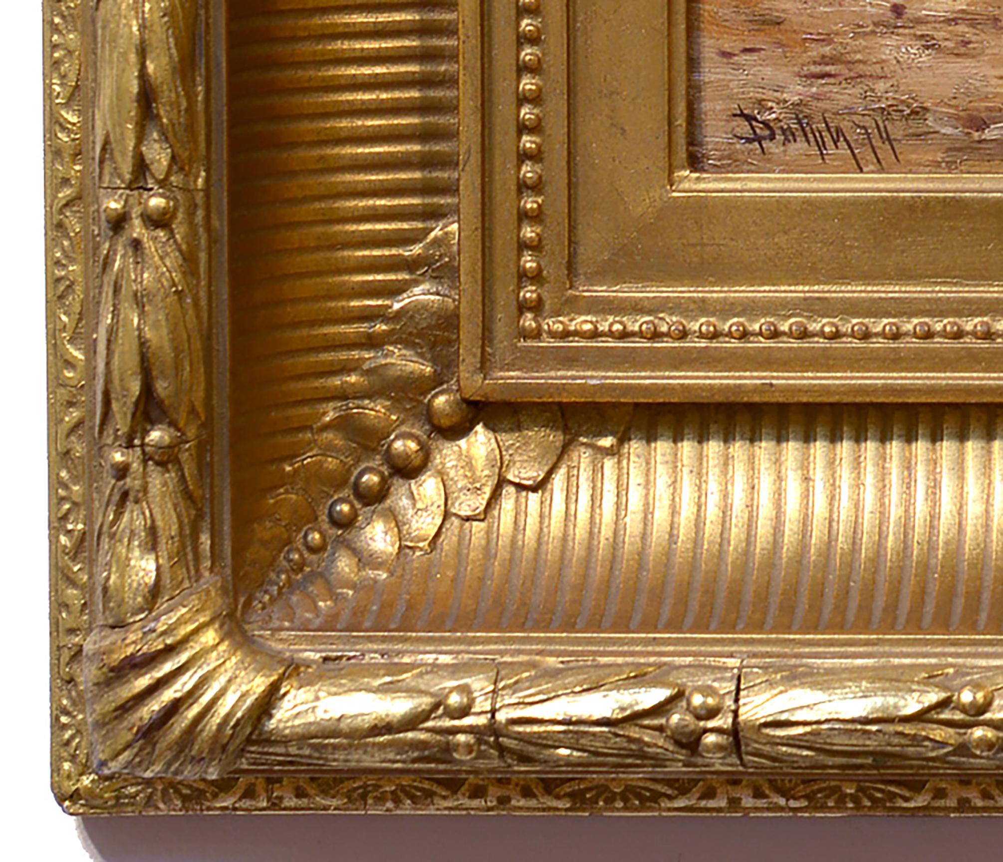 Mañana junto al estanque, John Henry Dolph, Realismo, Óleo sobre tabla, Patos, Aves, Aves de corral - Animal Painting Marrón de John Dolph
