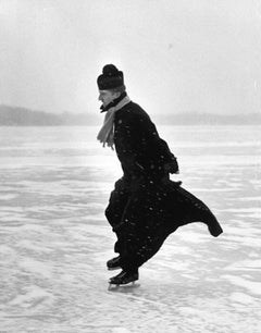 Priest ice skating, Detroit, MI, 1954