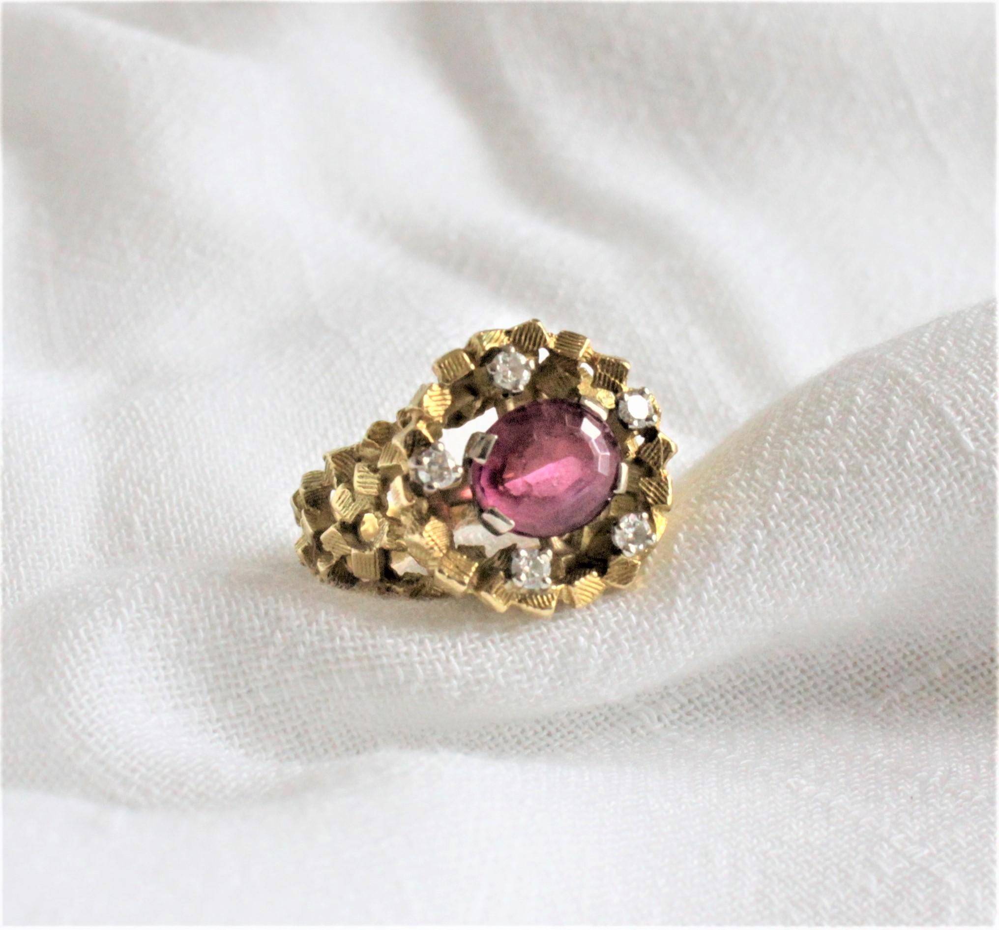 Hand-Crafted John Donald 18-Karat Yellow Gold & Diamond Brutalist Styled Wedding Ring Set