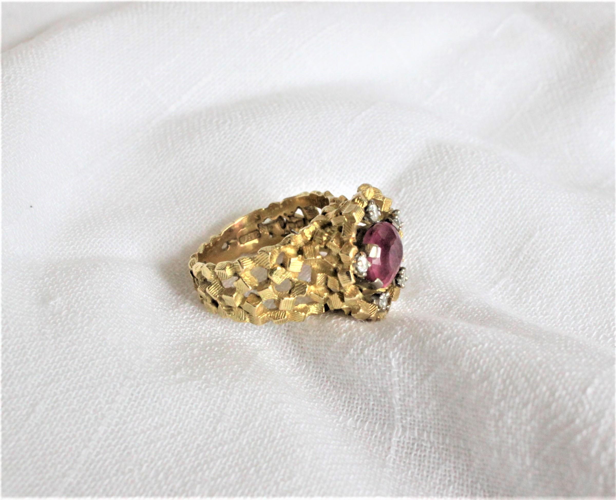 John Donald 18-Karat Yellow Gold & Diamond Brutalist Styled Wedding Ring Set In Good Condition In Hamilton, Ontario