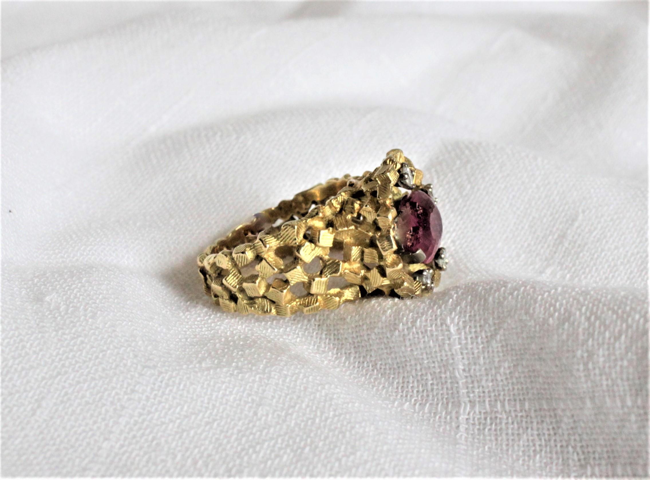 20th Century John Donald 18-Karat Yellow Gold & Diamond Brutalist Styled Wedding Ring Set