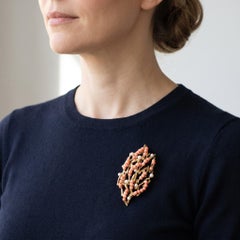 John Donald 18KT Gold, Coral & Pearl Brooch, London 1970s