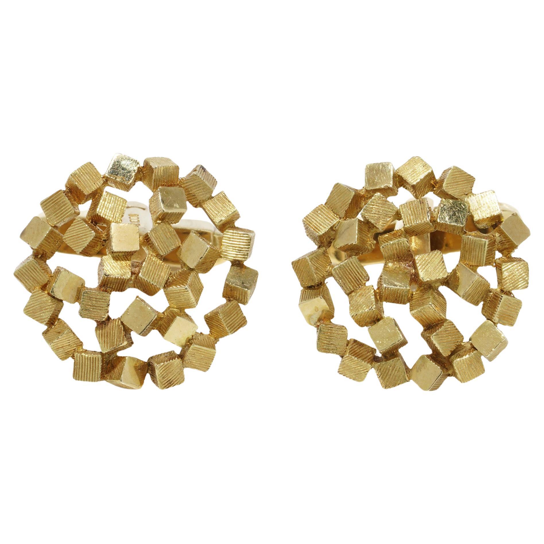 John Donald Textured 18kt Yellow Gold Cufflinks, London 1964