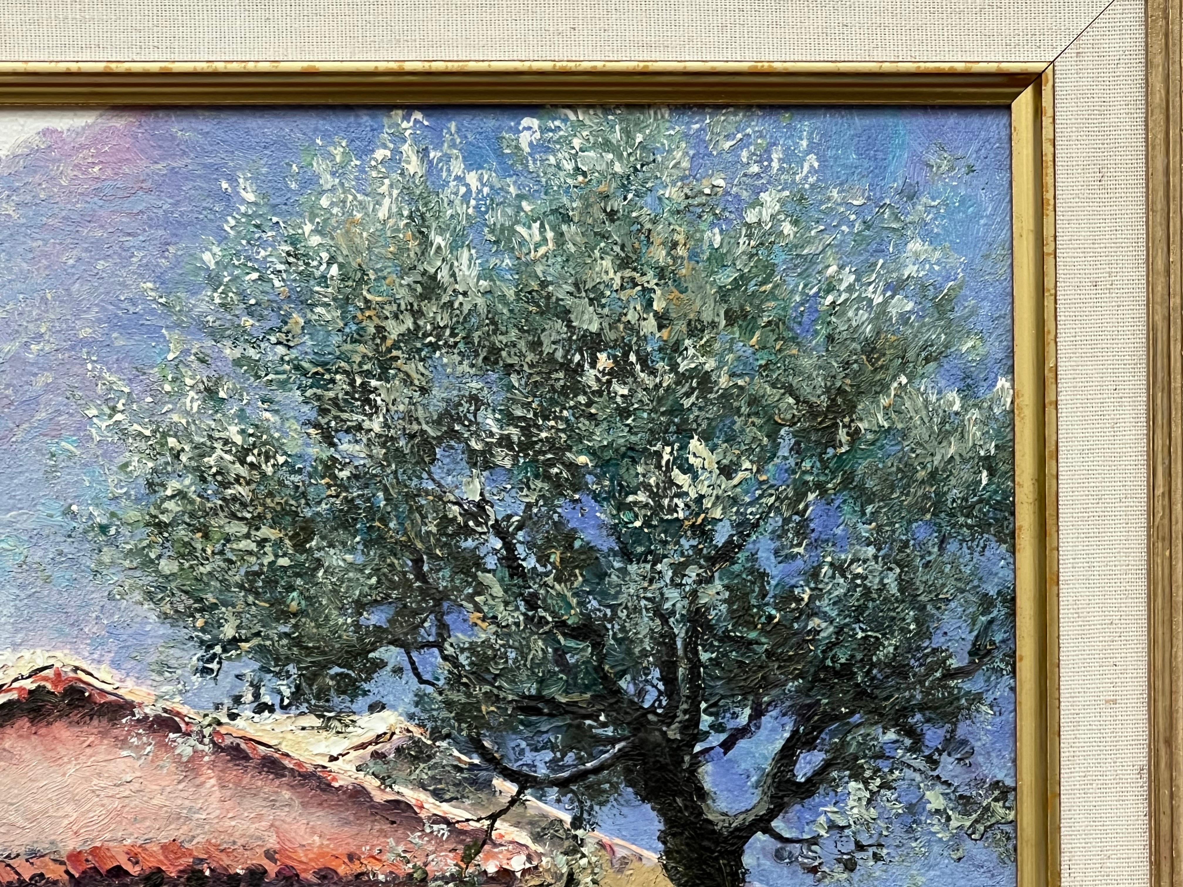 Peinture impressionniste de paysage de cottage toscan avec fleurs et arbres en Italie 6