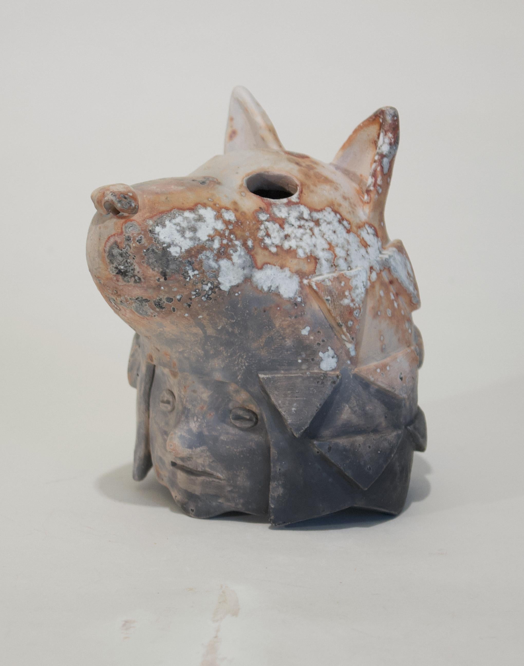 Tiny Wolf Warrior Head - Sculpture by John Donovan