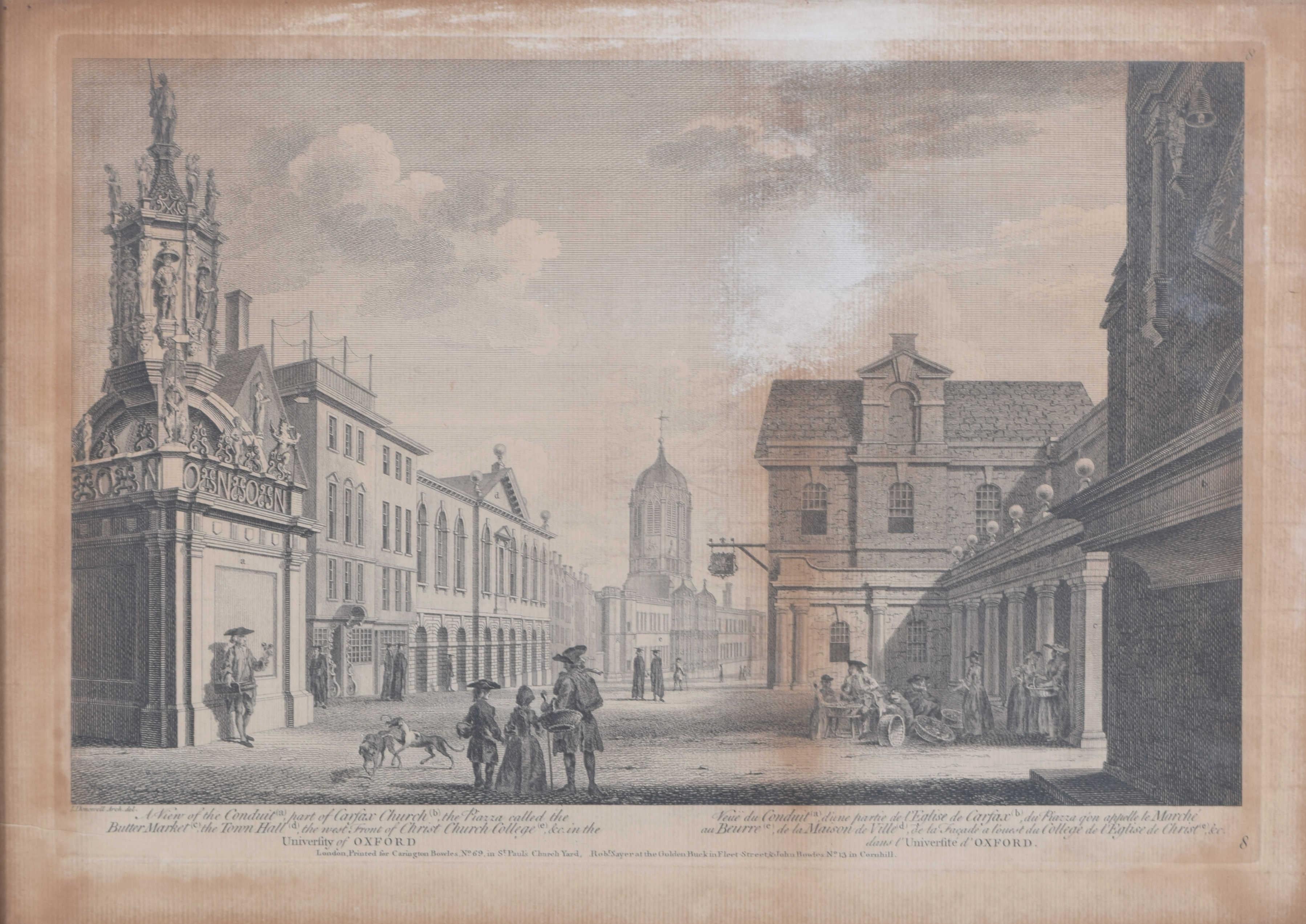 John Donowell - Christ Church, Oxford and Carfax 18th century engraving by  John Donowell For Sale at 1stDibs