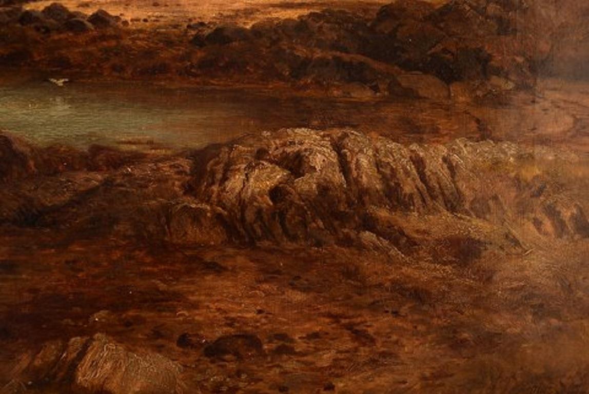 John Douglas Scott, Listed British Painter, Oil on Canvas, The Ferry Rower, 1877 1