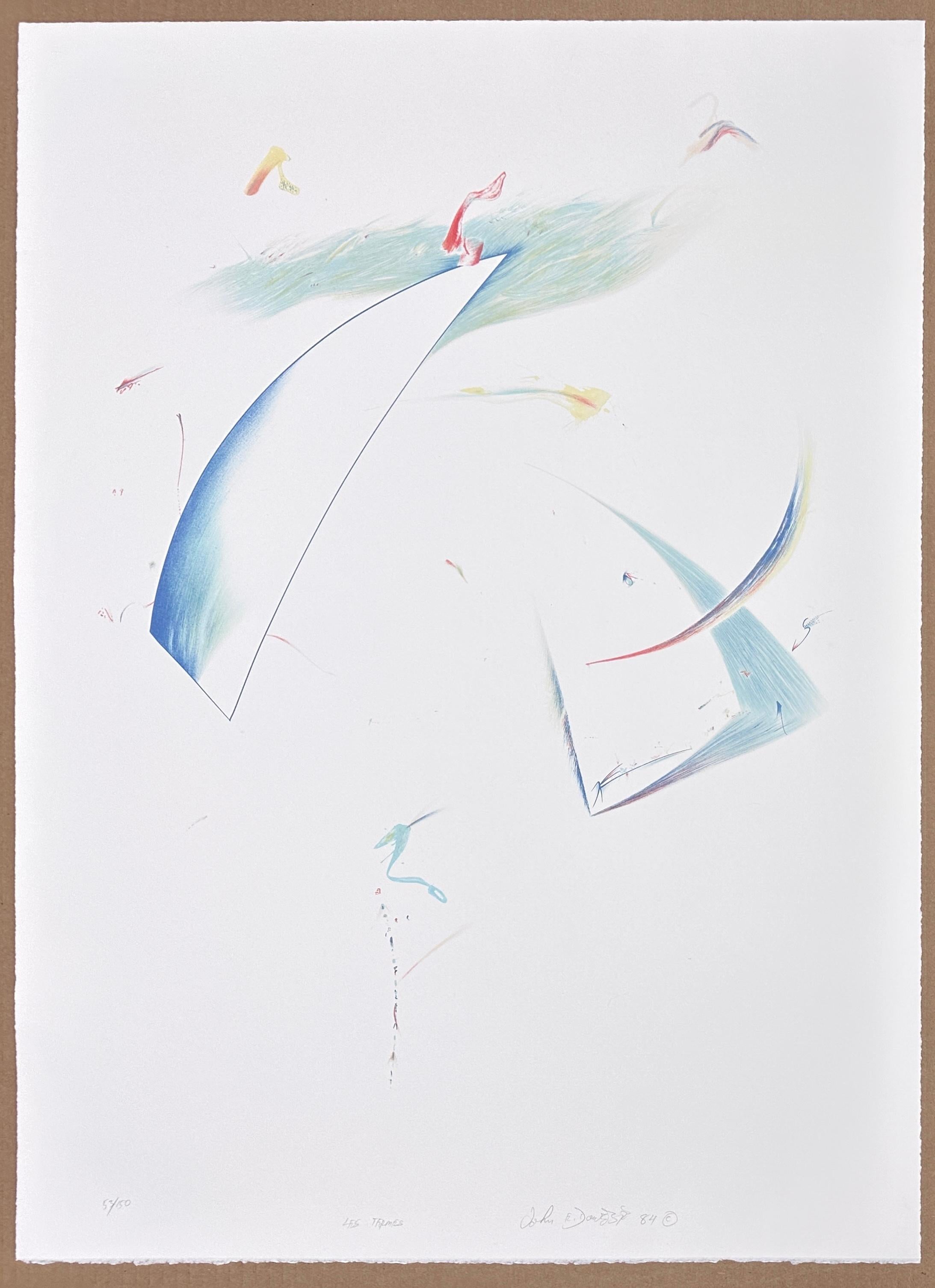 John Dowell Abstract Print – Abstrakte, minimalistische Lithographie in limitierter Auflage; Musik, Tanz inspiriert, detailliert