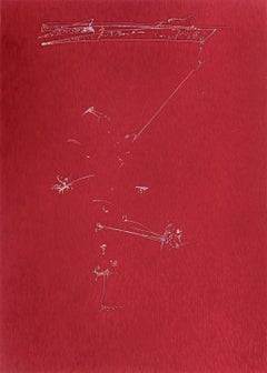 Canción de Filadelfia: grabado abstracto minimalista rojo coloreado a mano  con música, danza