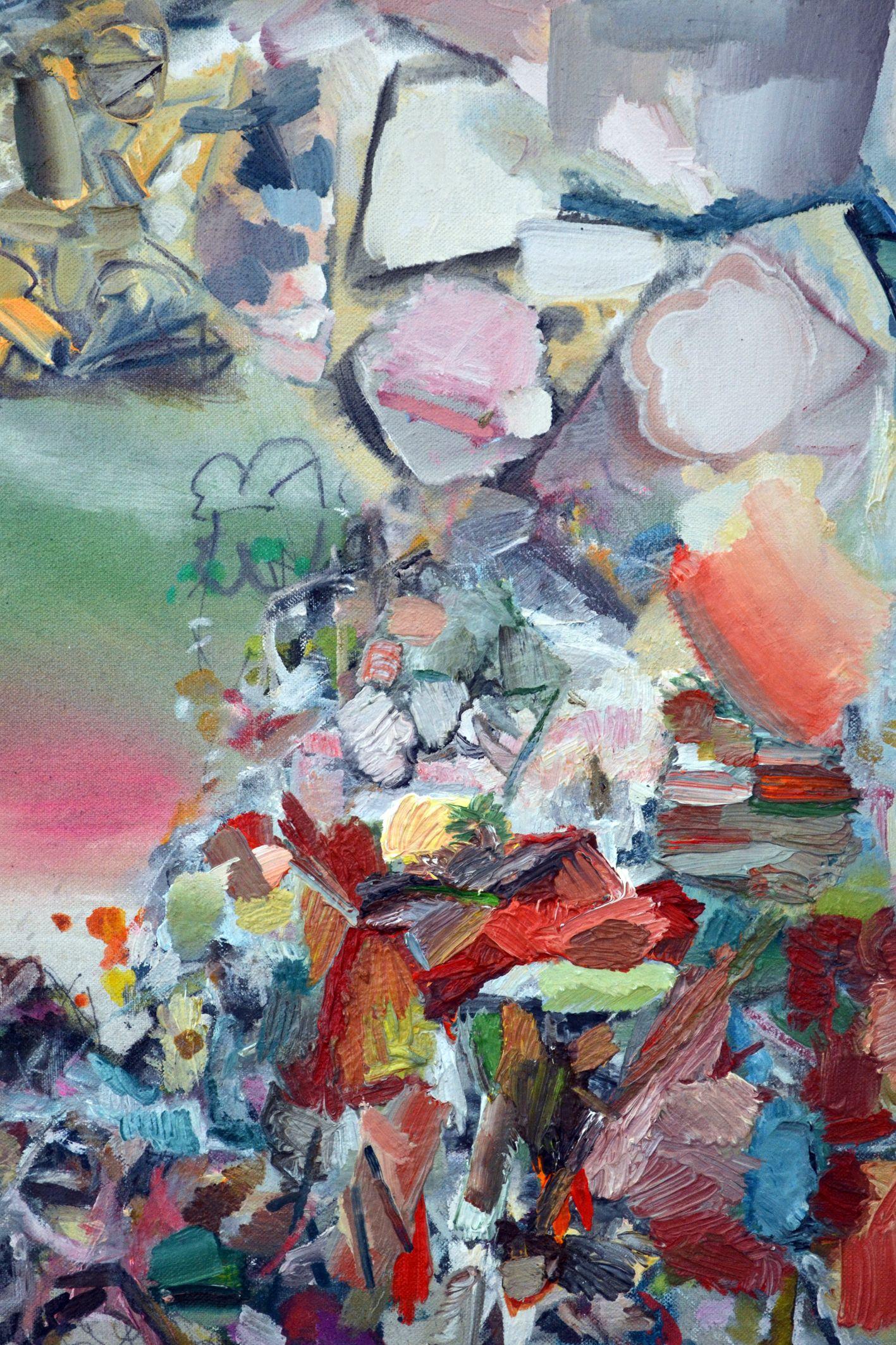 Deeper Into The Sticks, Gemälde, Öl auf Leinwand (Grau), Abstract Painting, von John Dowling
