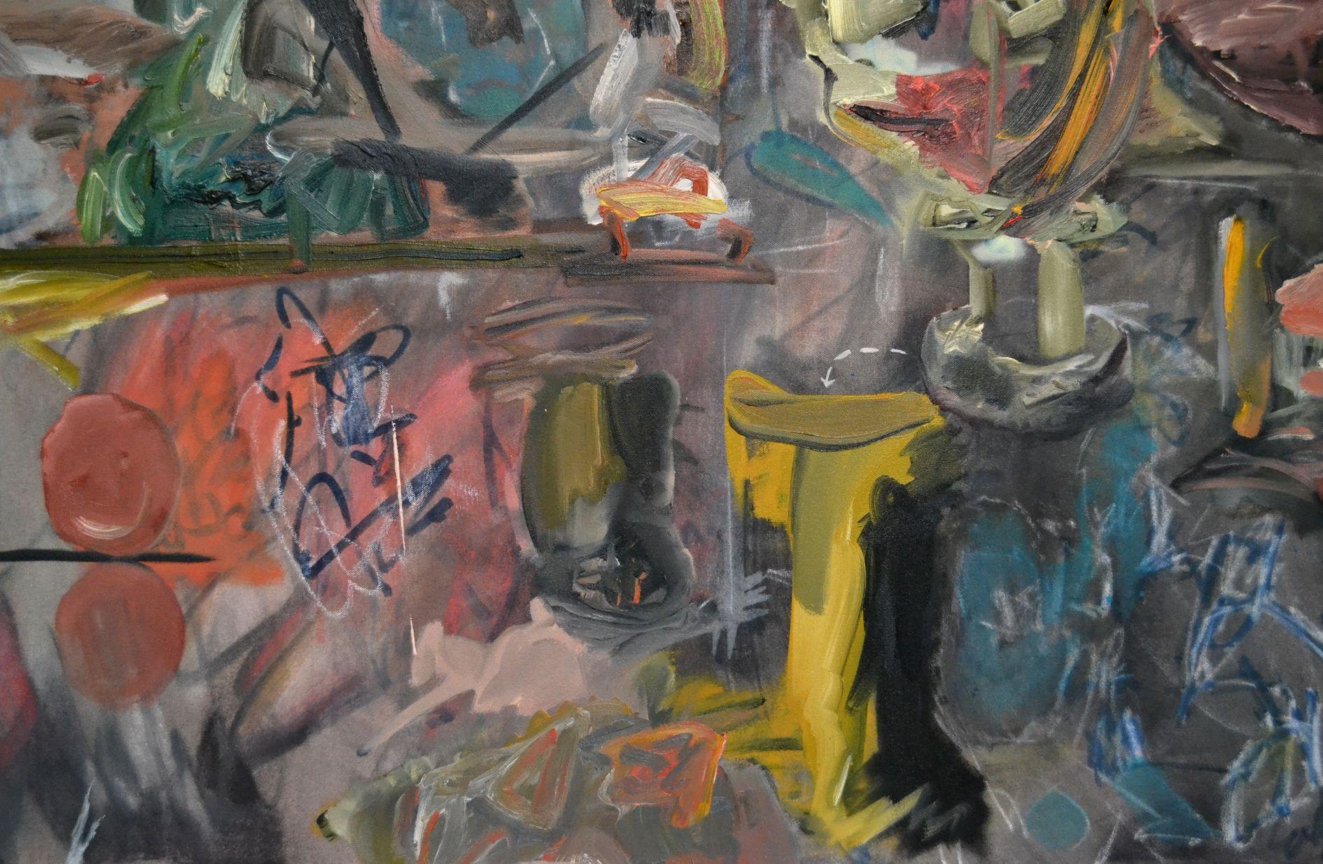 Kopfstützen und der Findathon, Gemälde, Öl auf Leinwand (Zeitgenössisch), Painting, von John Dowling