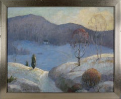 Blue Winter Landscape - Original Signed Oil Painting