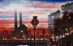 John Duffin, Battersea Bridge, London Cityscape Painting, Contemporary Art