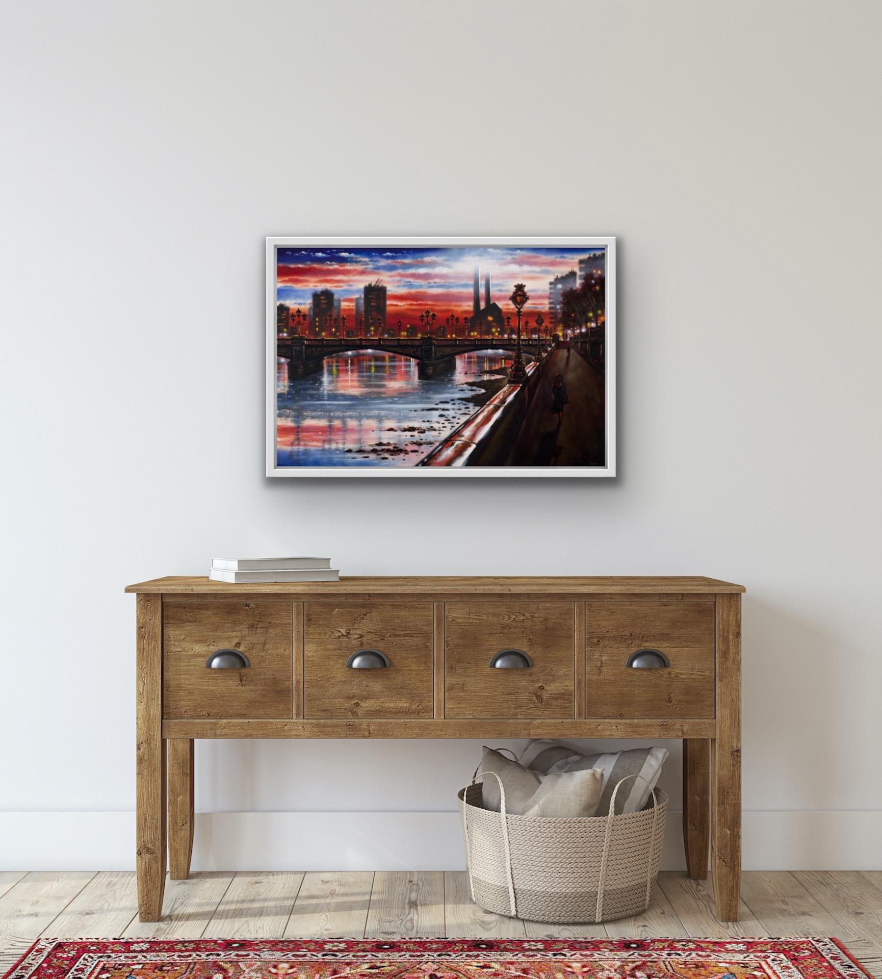 John Duffin, Battersea Bridge, London Cityscape Painting, Contemporary Art For Sale 4