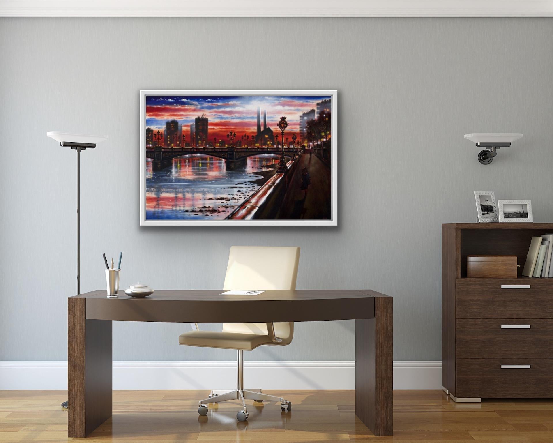 John Duffin, Battersea Bridge, London Cityscape Painting, Contemporary Art For Sale 5