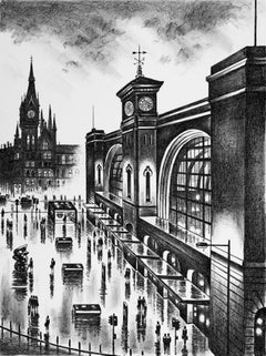 Londra King's Cross, Paesaggio urbano, Stampa di Londra in edizione limitata, Arte dei pendolari