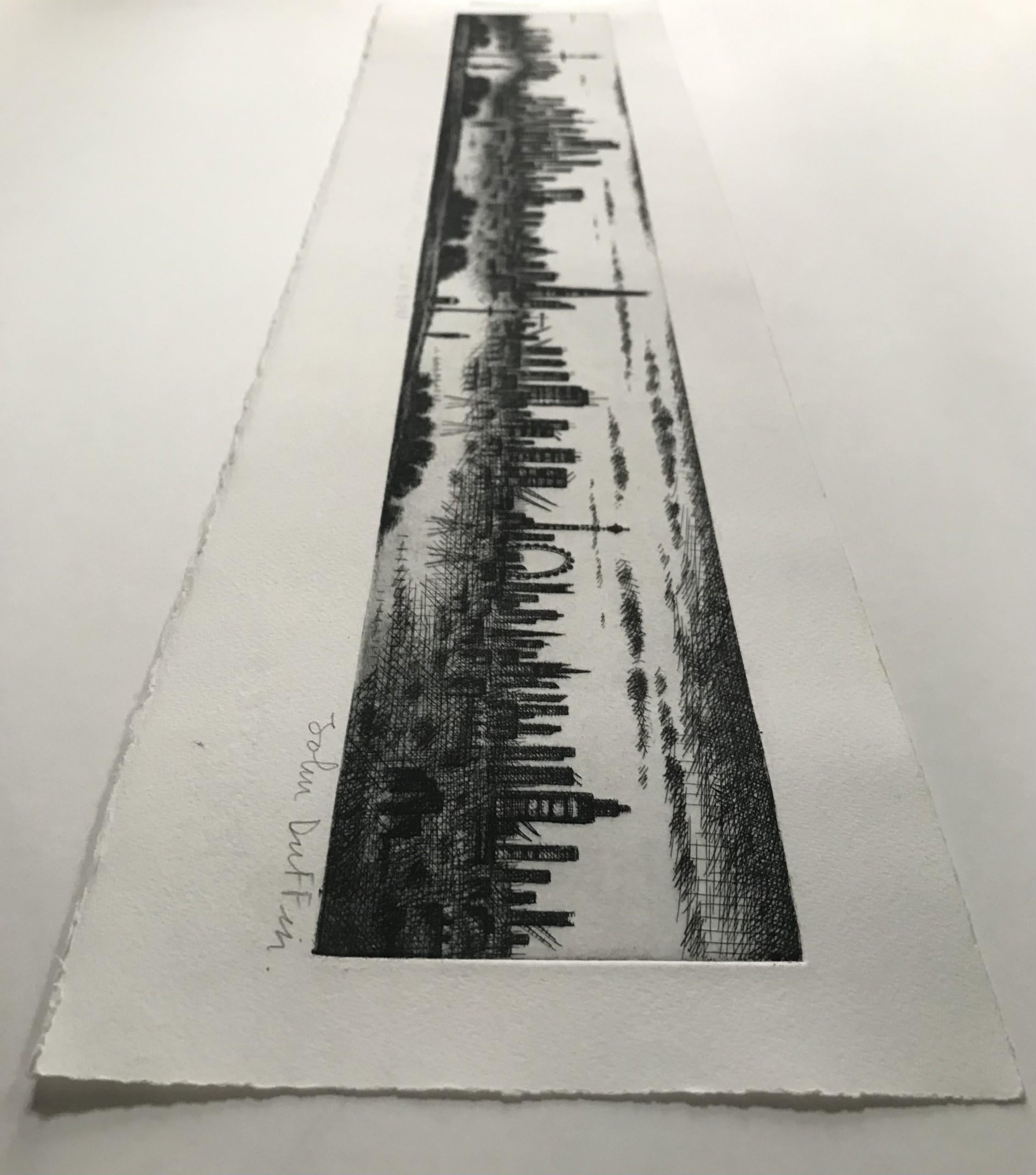 Primrose Hill - Londres, Arte de Londres, Paisaje urbano en blanco y negro, Monocromo - Interior Print Gris de John Duffin