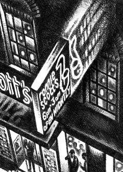 Ronnie Scott’s – Soho Rain, limited edition print, still-life, cityscape, London