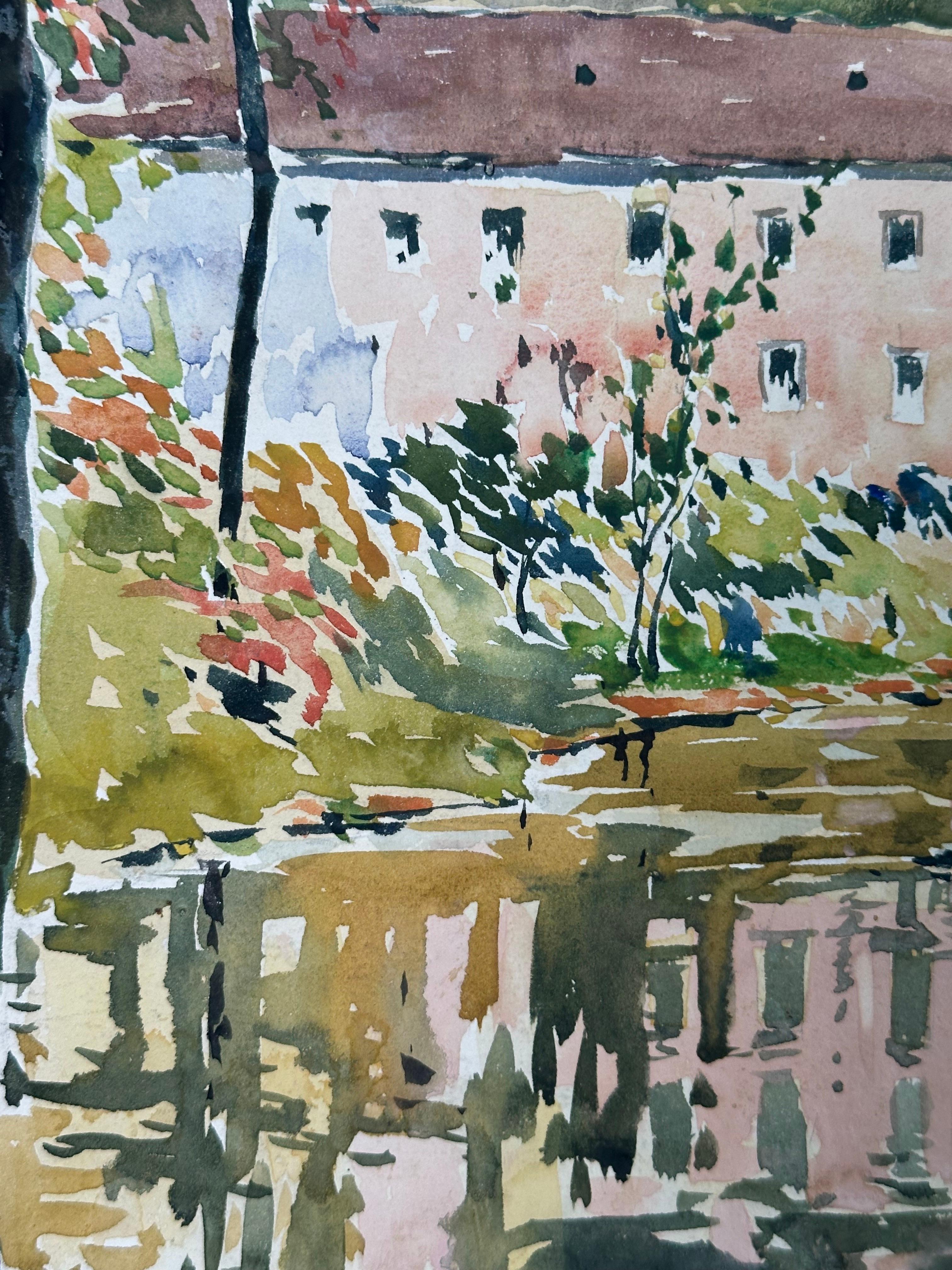 PA Impressionistische Landschaftsmalerei Old Mill Darby Creek (Amerikanischer Impressionismus), Painting, von John Dull