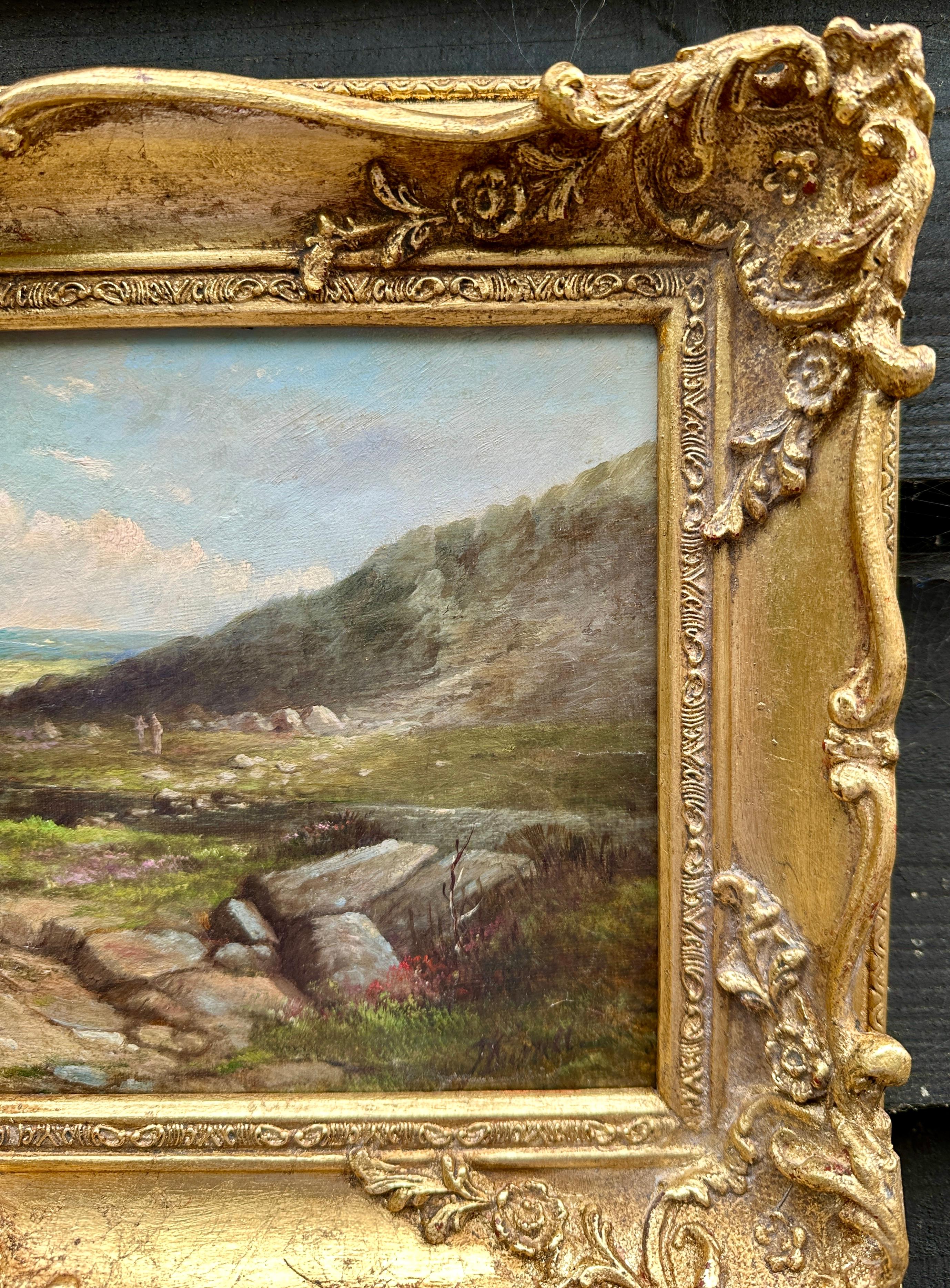 Paisaje victoriano de las Highlands del siglo XIX con poni y perros de caza con el gillie en venta 7