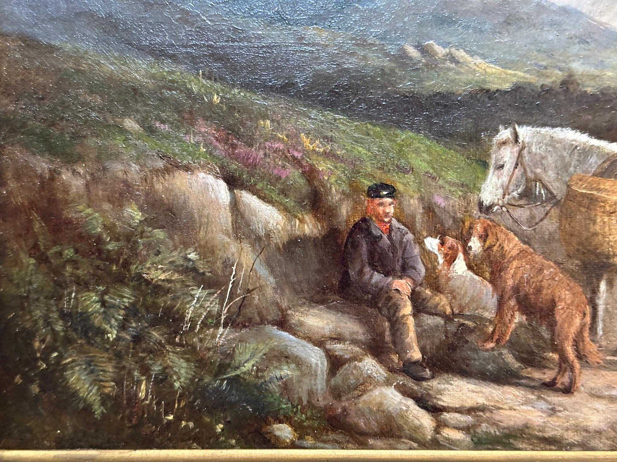  Owning a  19th century Victorian Highland landscape with pony and gun dogs with a gillie circa 1880, offers a unique opportunity to own a piece of art that encapsulates the pastoral beauty and tranquil charm of the Victorian era. Duvall's work is
