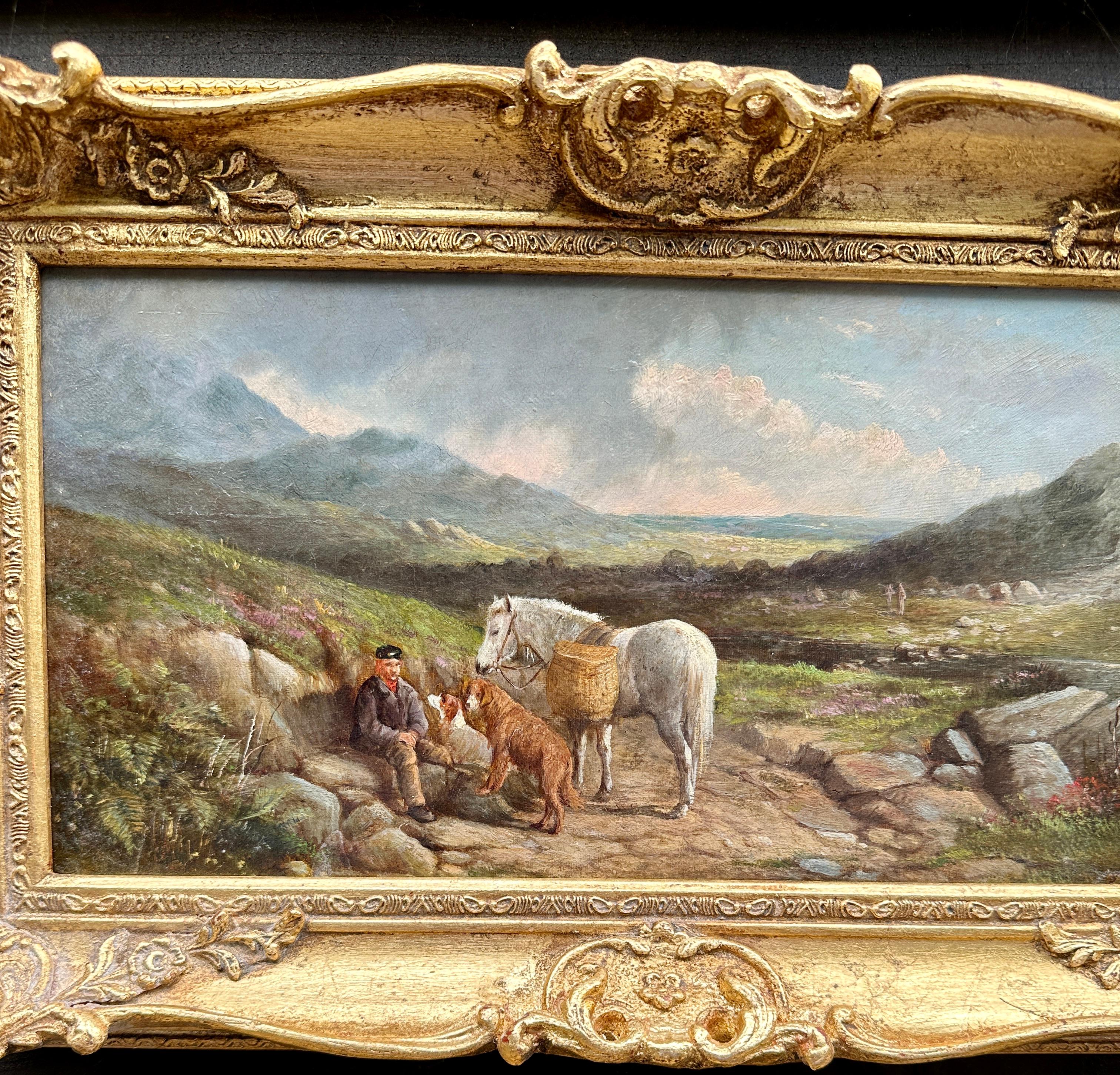  Ser propietario de una  Paisaje victoriano de las Highlands del siglo XIX con poni y perros de caza con un gillie hacia 1880, ofrece una oportunidad única de poseer una obra de arte que encierra la belleza pastoral y el tranquilo encanto de la