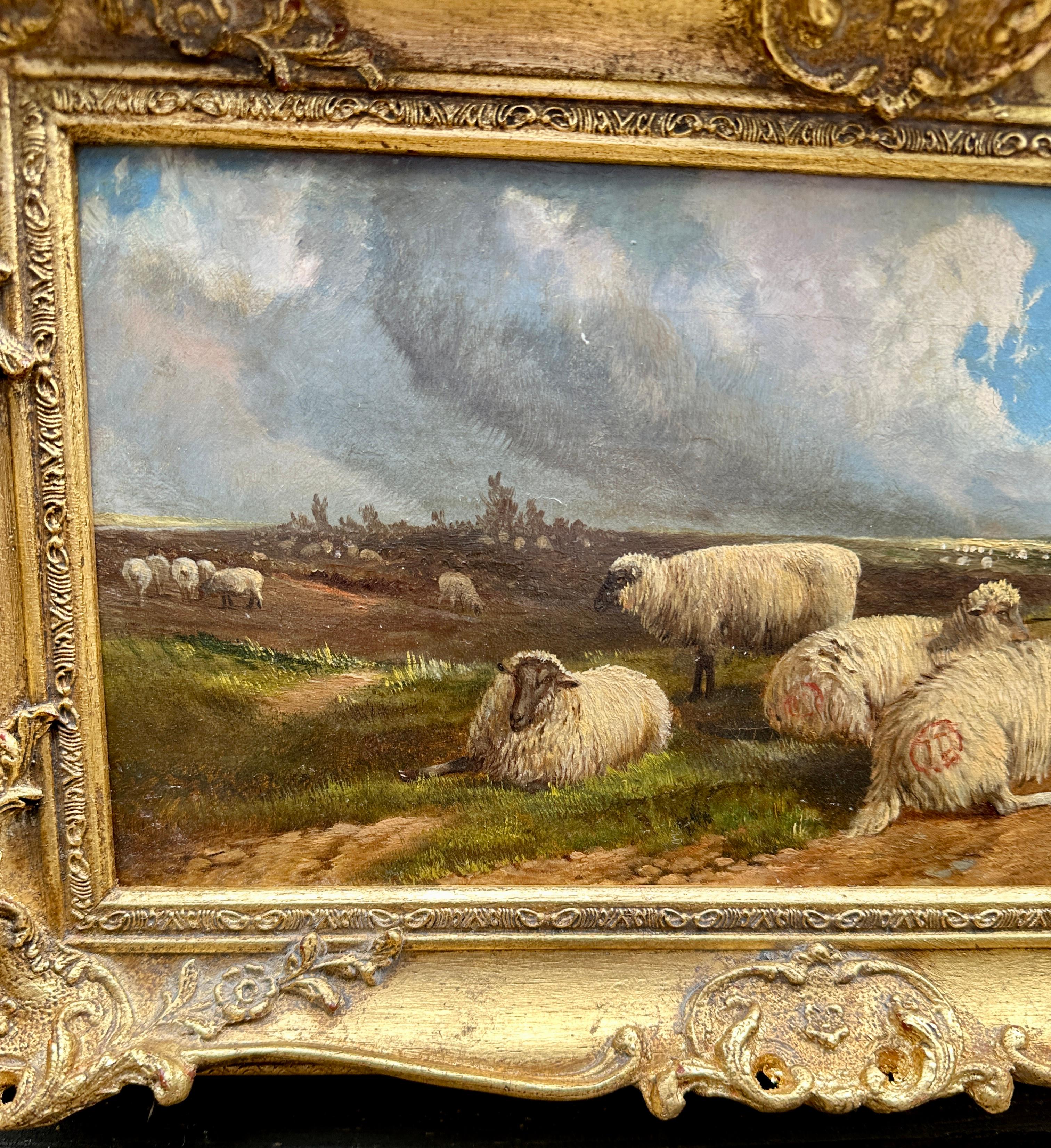 Viktorianische Moorlandschaft des 19. Jahrhunderts mit Weinreben und Ruhe von Schafen im Angebot 1