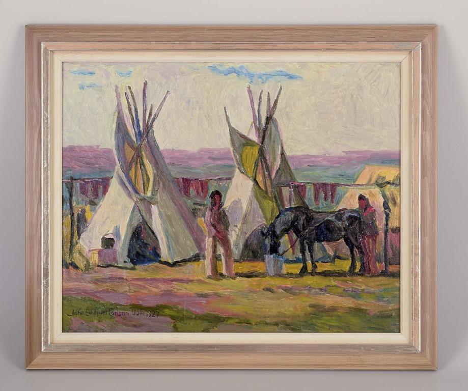 GEBRAUCHTWAREN SIND FÜR KUNDEN IN DEN USA, GROSSBRITANNIEN, AUSTRALIEN UND KANADA VON DEN EINFUHRZÖLLEN BEFREIT.   
DAHER FALLEN FÜR IHREN KAUF KEINE EINFUHRZÖLLE AN. 

John E. Carlson (1896-1979), ein eingetragener schwedischer Maler.
Öl auf