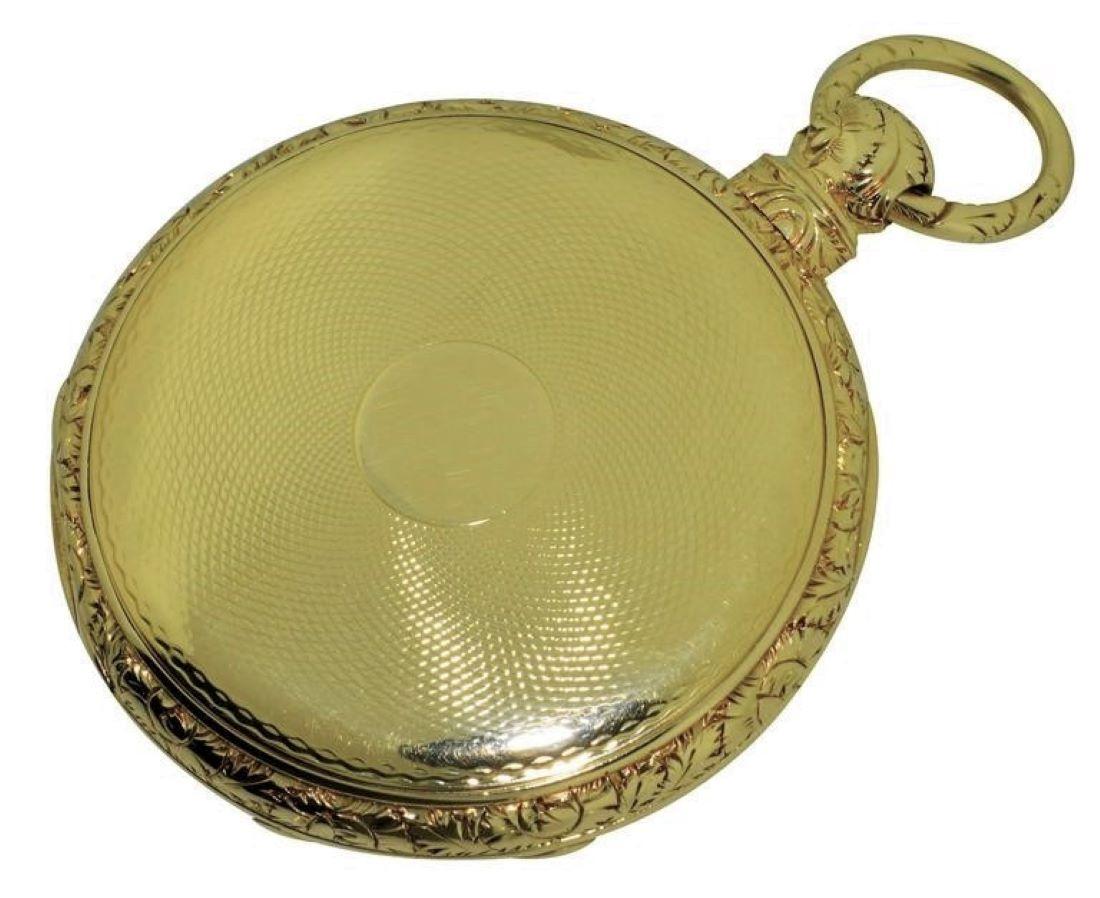 John E. Hyde London Taschenuhr mit Schlüsselaufzug aus 18 Karat massivem Gold, um 1840 (Barock) im Angebot