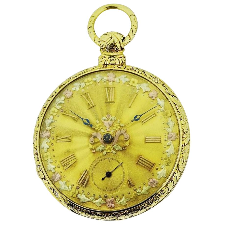 Jewellery Watches Pocket Watches Antique French 18k Solid Gold Key Watch 