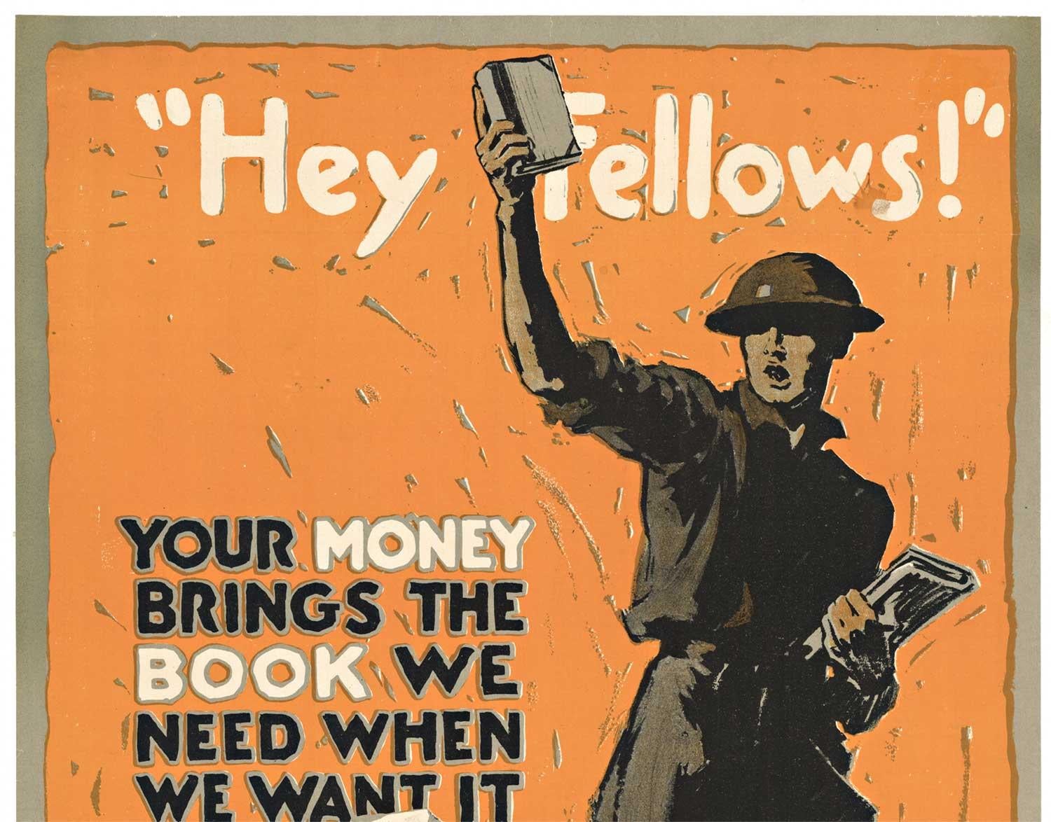 Originales Vintage-Poster „Hey Fellows“ der American Library Association, 1918 – Print von John E Sheridan