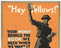 Original 1918 "Hey Fellows" American Library Association vintage poster