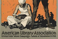 Original "Hey Fellows!" American Library Association vintage WW1 poster