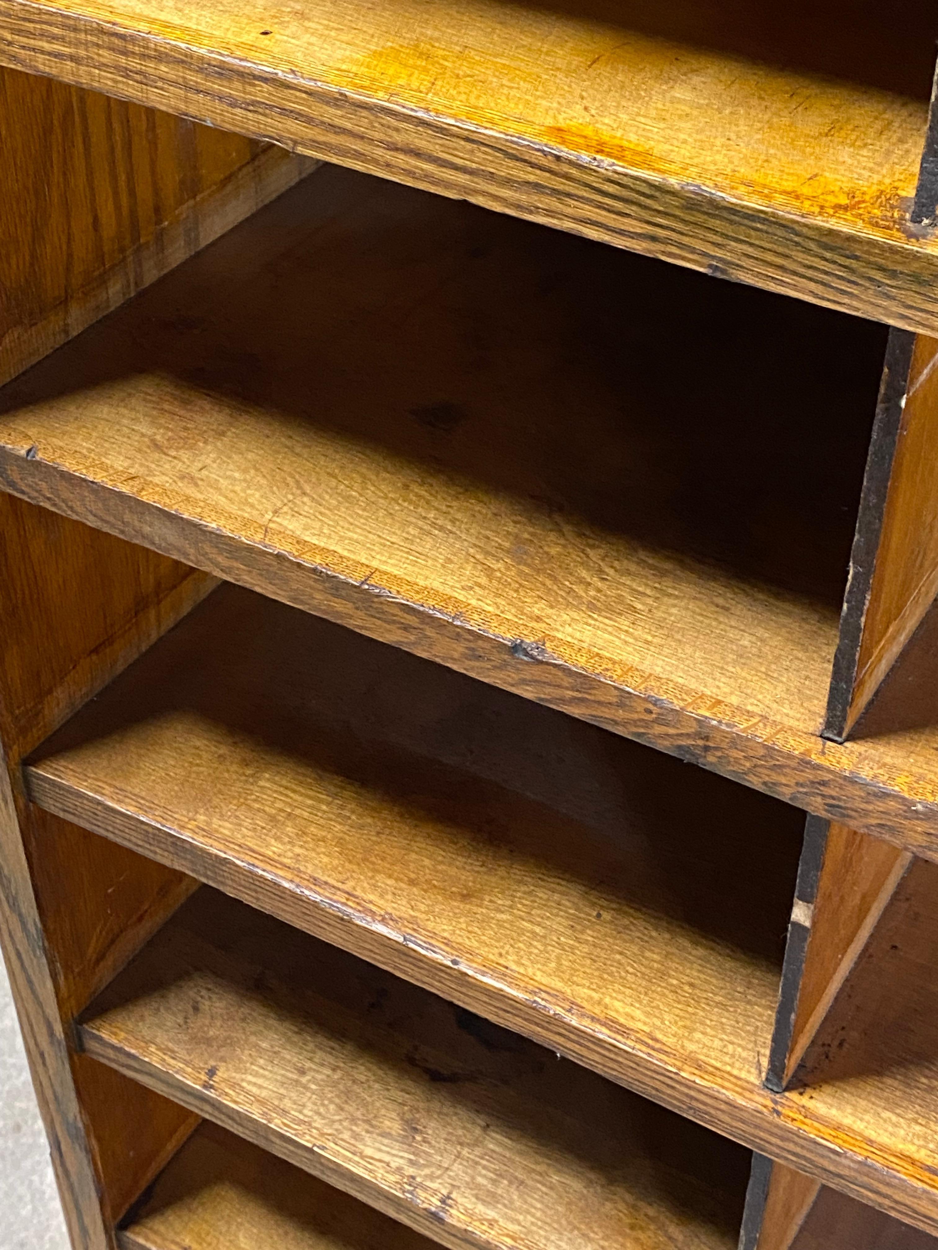 John E. Sjostrom Company Oak 1930s Industrial Shelving Cubby Holes 6