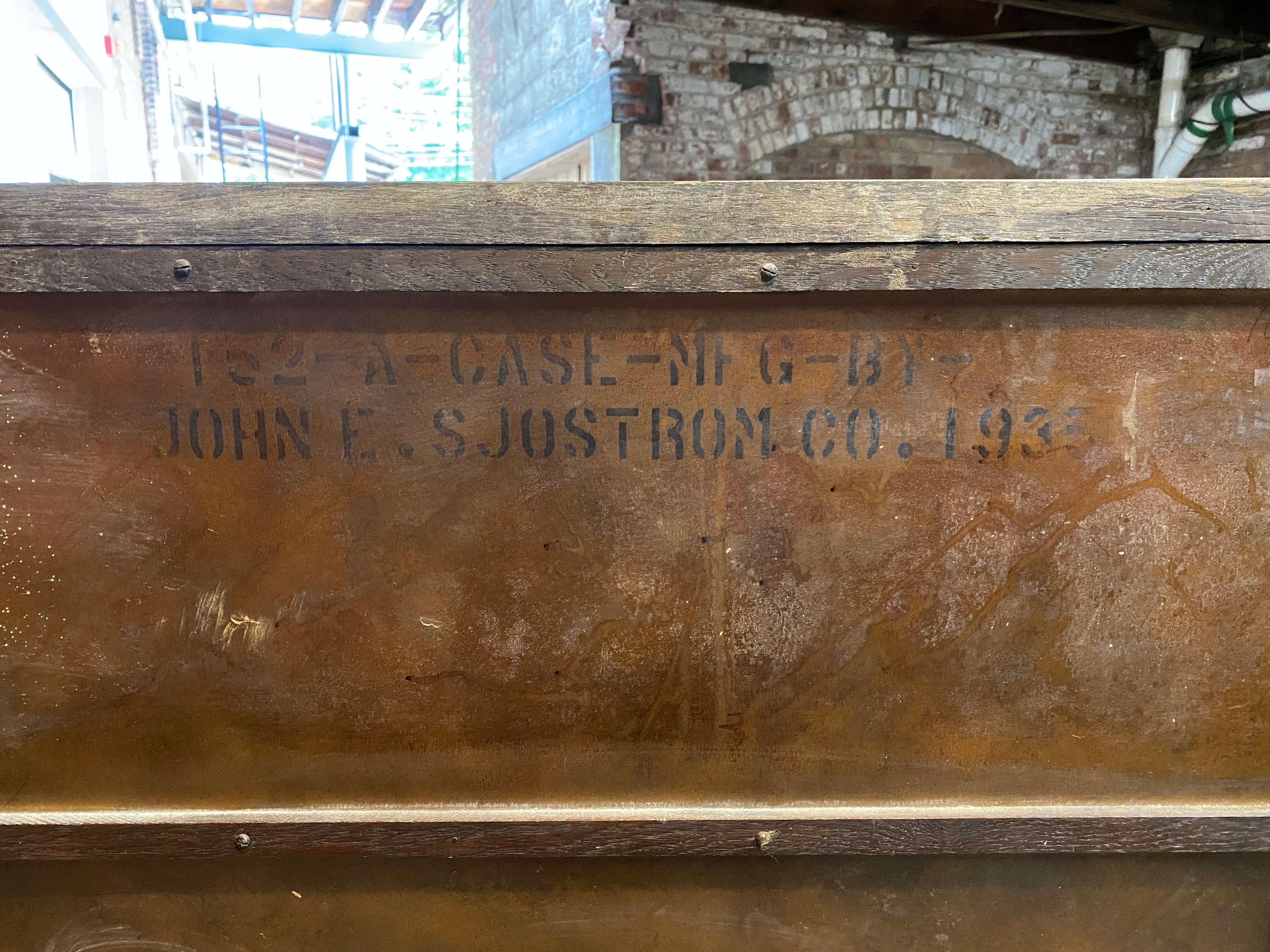 John E. Sjostrom Company Oak 1930s Industrial Shelving Cubby Holes 11
