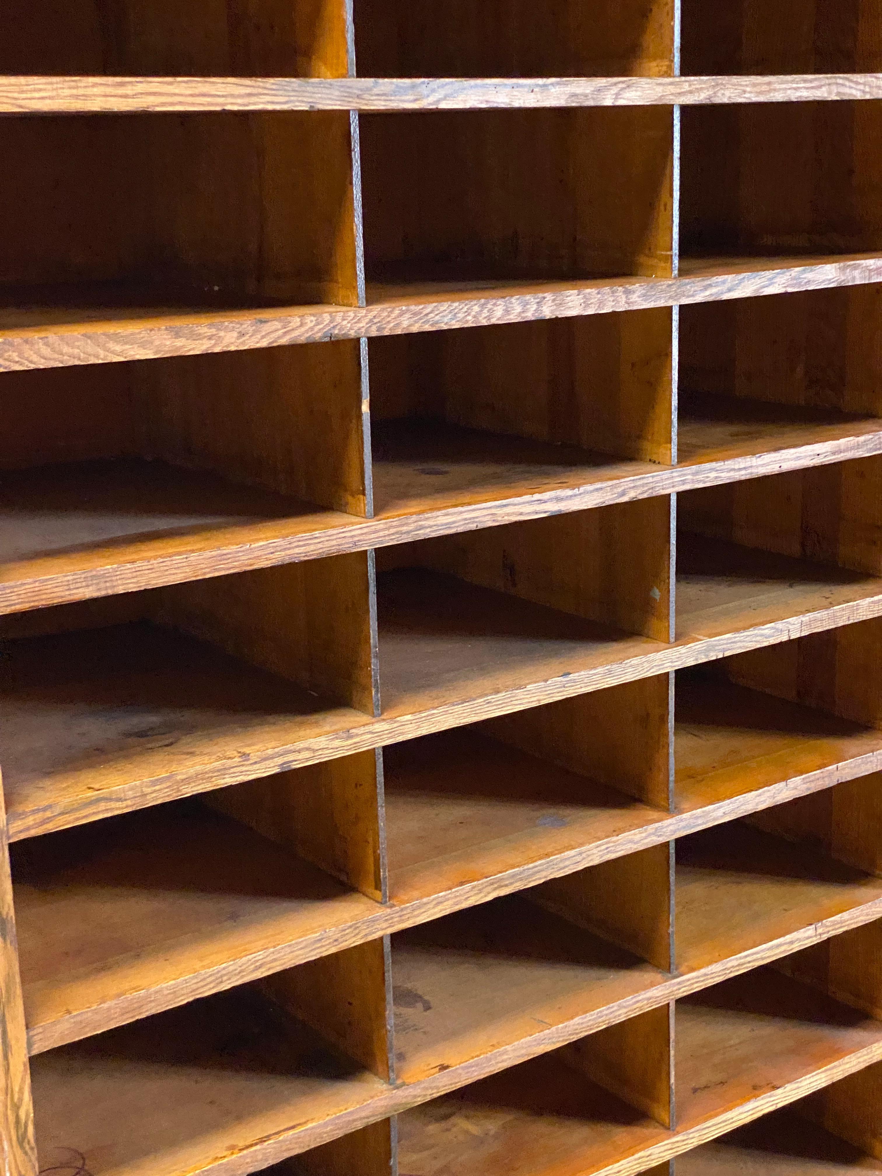 John E. Sjostrom Company Oak 1930s Industrial Shelving Cubby Holes 4