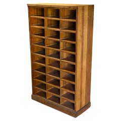 John E. Sjostrom Company Oak 1930s Industrial Shelving Cubby Holes