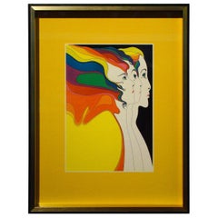 John Eastman Mid-Century Modern Art Print Faith Hope Love Abide Peter Max Era