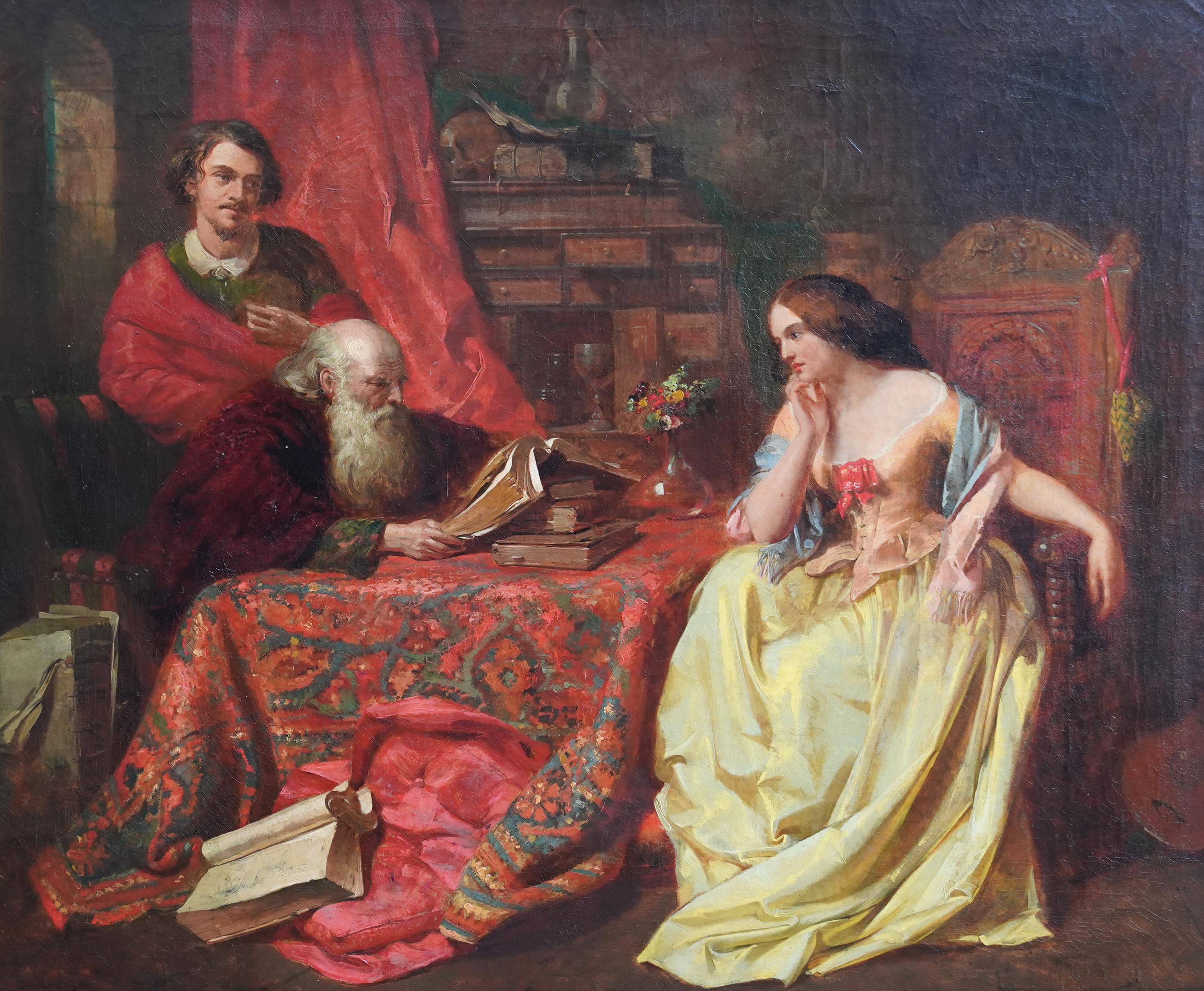 The Lesson - Portrait Interior - lecture à l'huile d'art victorien britannique - Painting de John Eaton Walker RBSA 