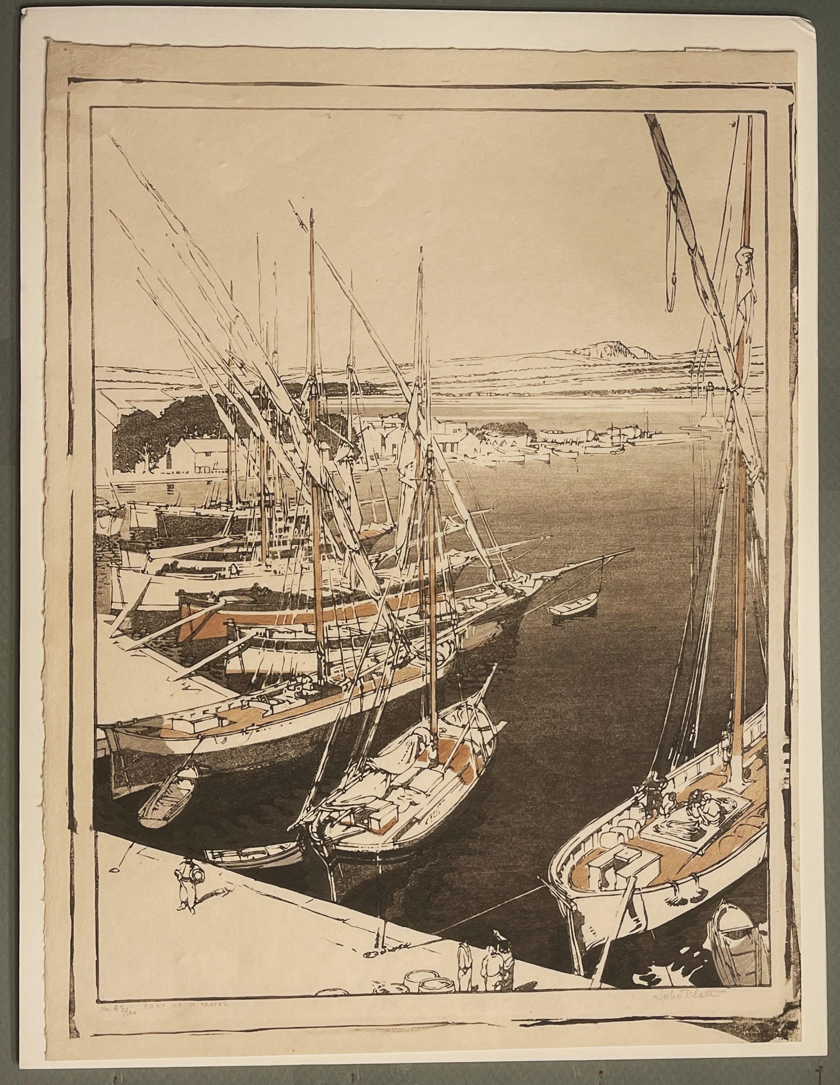 John Edgar Platt Landscape Print - PORT OF ST. TROPEZ