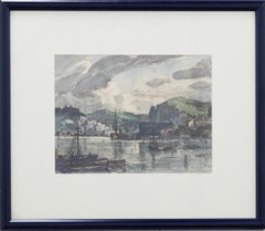 John Edmund Mace RBA (1889-1952) - Tecnica mista incorniciata, Porto di Dartmouth
